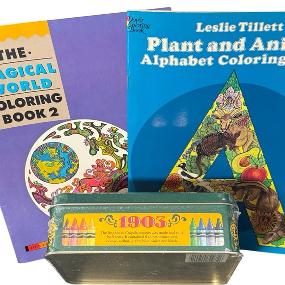 VTG NOS Gifting Bundle Collector Tin Crayola Crayons w/2 Artisan Coloring Books - Picture 2 of 11